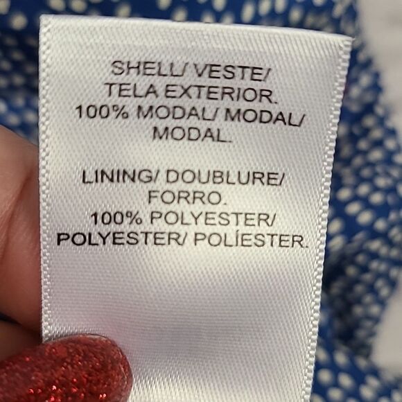 Lucky Brand Ruffled Surplice Blue Polka Dot Dress Cute Casual Comfy Pullover LB - Picture 8 of 11